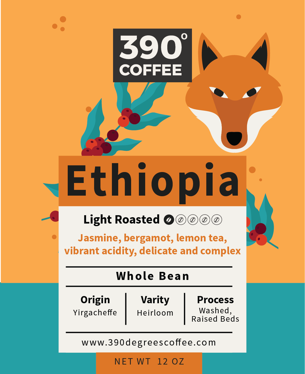 Ethiopia - Light , Single Origin - 12 oz