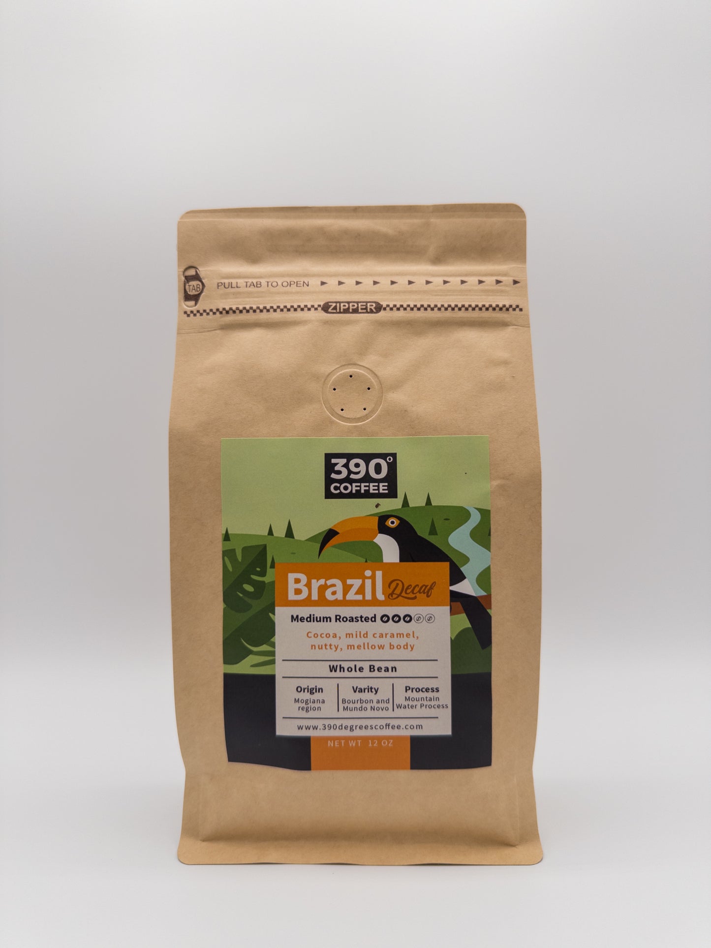 Brazil  Decaf - Medium, Single Origin - 12 oz
