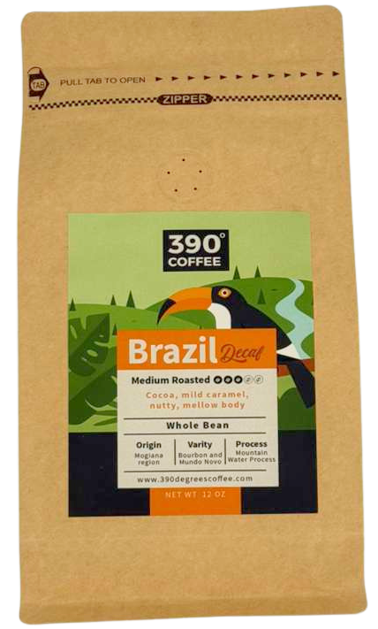 Brazil  Decaf - Medium, Single Origin - 12 oz