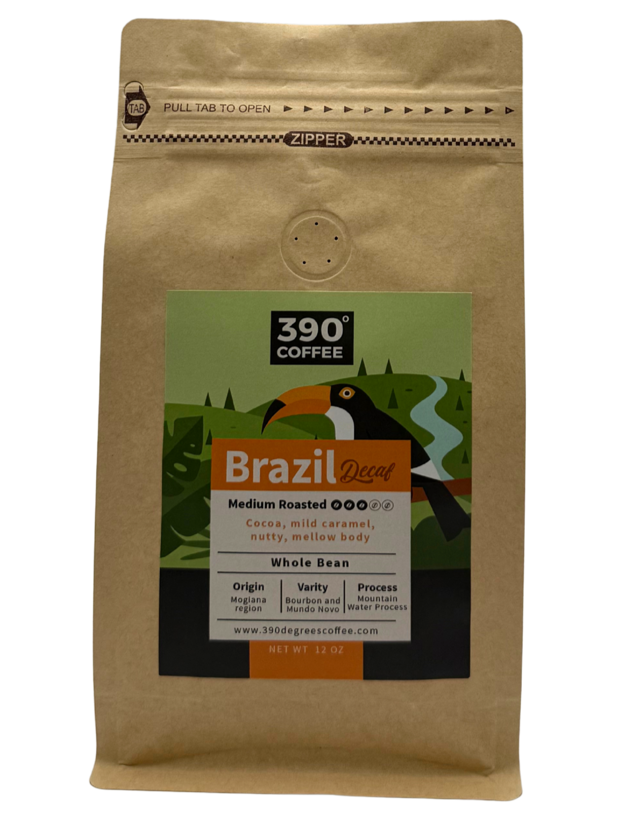 Brazil  Decaf - Medium, Single Origin - 12 oz