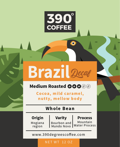 Brazil  Decaf - Medium, Single Origin - 12 oz